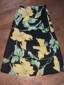 Dynamite Vintage gelbe Lilly Iris auf schwarzem Blumen Rock Übergröße 1X ❤️tb84 - Bild 1 von 5