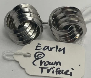 Vintage Krone Trifari Silber Ohrclips - Bild 1 von 3