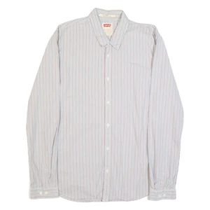 LEVI'S Slim Fit Mens Shirt Grey Striped Long Sleeve XL - Picture 1 of 6