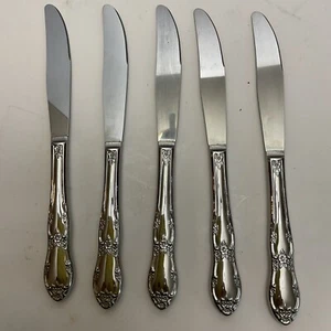 Juego de 5 cuchillos de cena de acero inoxidable WMA Rogers Oneida LTD Pansy Daisy - Imagen 1 de 3
