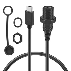 USB C 3.1 Male to Female Waterproof Kit Car Dash Panel Mount Adapter Flush Cable - Picture 1 of 12