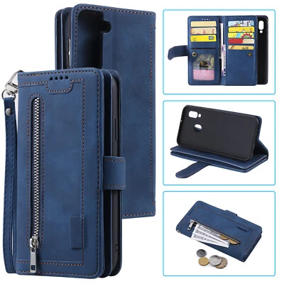 Funda rígida billetera de cuero con cremallera para Samsung S25 Edge S25 Ultra S24 S23 S22+ Foto 1 de 4