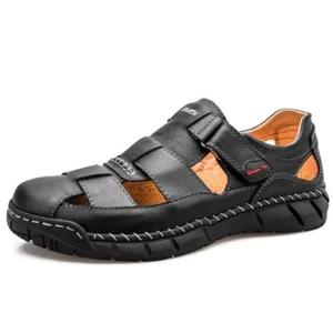 Sandalias de cuero genuino para hombre zapatillas de playa transpirables cómodos informales - Imagen 1 de 9