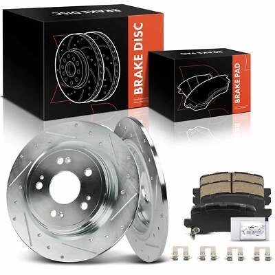 6xRear Drilled Brake Rotors & Ceramic Brake Pads for Acura RLX 2014-2020 V6 3.5L - Изображение 1 из 4