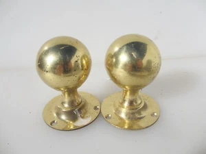 Vintage Brass Door Knobs Handles Old Plates - Picture 1 of 12