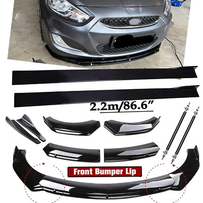 Front Bumper Rear Lip Spoiler Side Skirt For Hyundai Accent Glossy Black Bod Kit - Image 1 of 4