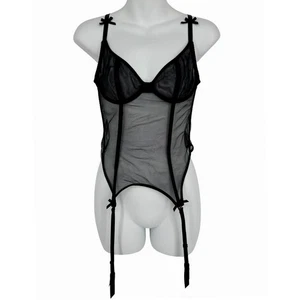 Top corsetto Adore Me taglia small nero maglia trasparente giarrettiera spalline lingerie bustier - Foto 1 di 10