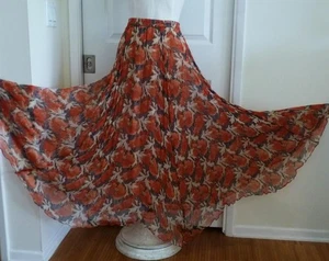 $350 Mes Demoirelles Anthropologie Crinkled Sienna Hanky Full Maxi Skirt 42 L - Picture 1 of 12