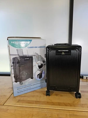 Novogogo 22" Spinner Carryon Hard Suitcase Luggage Bag Case Aluminum Frame BLACK - Image 1 of 4