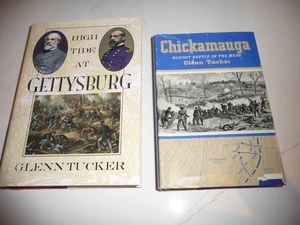 TWO GLENN TUCKER CIVIL WAR BOOKS-CHICKAMAUGA & HIGH TIDE AT GETTYSBURG-HC DJ 1ST - Picture 1 of 19