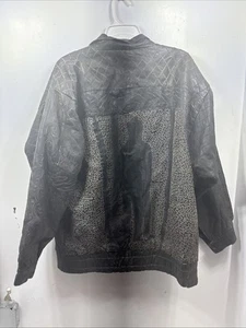 Vintage Leather Jacket Rustic Pattern Heal Leather Black Men’s Size XL - Picture 1 of 7