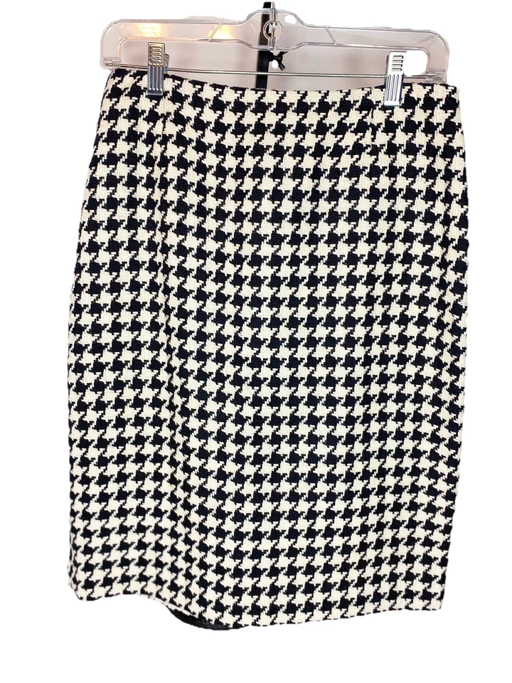 Юбка женская Dana Buchman размер 8 черная белая тканая гончая карандаш хлопок лен - Изображение 1 из 4