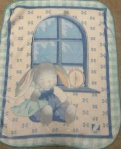 Manta de bebé de felpa con ventana de conejito Novatex vintage rara 80x105 cm muy difícil de encontrar - Imagen 1 de 3