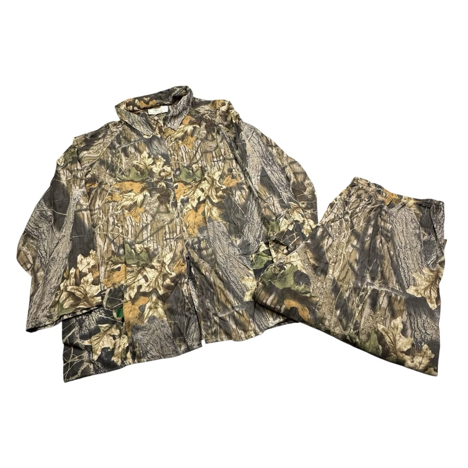 Vintage Mossy Oak Camo Jacket Pants Set Mens XXL Treestand Spring Turkey Hunting - Image 1 of 4