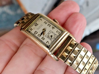 RARE Vintage Waltham Premier Wind Up Watch Wristwatch Men's Square Gold Filled - Image 1 of 4