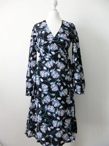 Miss Selfridge Assorted Ditsy Floral Tulip Wrap Midi Summer Dress in Black, 34 - Picture 1 of 14