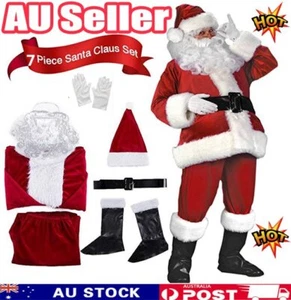 Santa Claus Costume Suit Adult Father Christmas Fancy Dress Mens Xmas Outfit NJ - Picture 1 of 8
