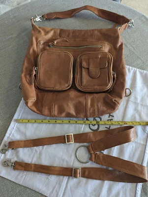 Bolso de Hombro/Mochila Hobo de Cuero Convertible Azul Marrón Chocolat Foto 1 de 4