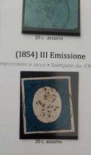 ANTICHI STATI ASI SARDEGNA 1851- 20 cent. PRIMA SECONDA TERZA EMISSIONE certific