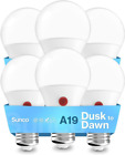 6 Pack A19 LED Bulb with Dusk-To-Dawn, 9W=60W, 6000K Daylight Deluxe, Auto On/Of