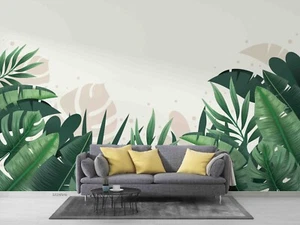 3D Leaves Flora Watercolor Self-adhesive Removable Wallpaper Murals - Picture 1 of 11