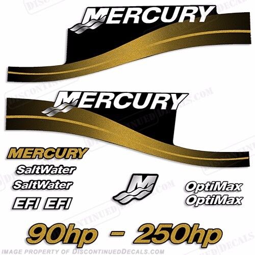 Fits Mercury Custom Gold Klistremerker Kit,90,115,125,135,140,150,175,200,225,250