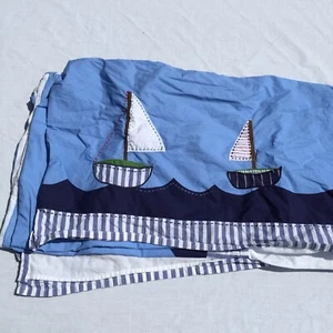 Sailboats Nautical Crib Bedskirt pottery Barn Kids Blue 16" Drop Cotton  - Picture 1 of 5