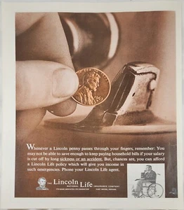 El Lincoln National Life Insurance 1964 anuncio de colección 13 x 10 enfermedad o un accidente - Imagen 1 de 1