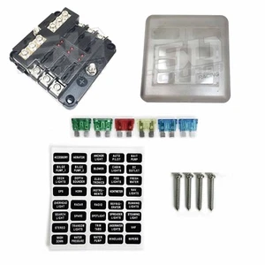 6 Way Fuse Box Block Cover 12V ATO/ATC LED Indicators & Ground Marine Ski Boat - Picture 1 of 6