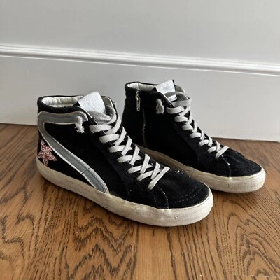 Golden Goose Slide Sneakers Black Denim Star High Top Zip Size 39 / 8.5  $820 - Image 1 of 4