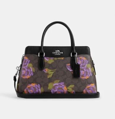 ☂️🍄Coach Darcie Carryall In Signature Canvas With Rose Print Silver/Brown/Iris - Image 1 of 4