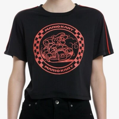 Camiseta Mario Kart Roja Rayas Recortada 2 Caras MEDIANA Nueva Oficial Nintendo Foto 1 de 4