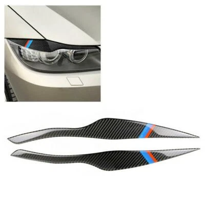 2PCS Fibra de Carbono Universal Coche Faro Cubierta de Párpado Decoración Pegatina DIY Foto 1 de 4