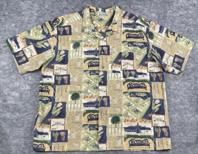 Vintage Smith & Hawken Mens Camp Shirt XL Watercolor Gardening AOP Made in USA - Image 1 of 4