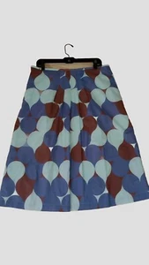 Boden Vintage Skirt Brown/Blue/Light Blue Abstract Design Size UK 16L/US 14L - Picture 1 of 5