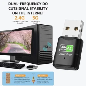 Mini réseau WiFi USB sans fil double bande AC600 Mbps double bande 2,4 GHz 5 GHz ❁ Royaume-Uni - Photo 1/13
