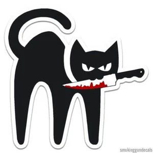 Black Cat Knife, Vinyl Decal Sticker, Indoor Outdoor, 3 Sizes, #12046 - Picture 1 of 1