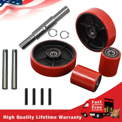 DAZONE Pallet Jack Lift Truck Steer Load Wheels Replacement Kits with Bearings ID 20mm
