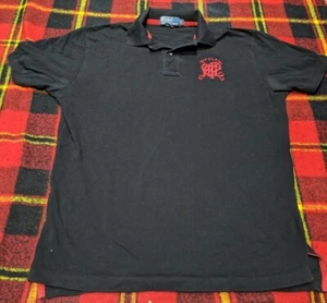 Polo Ralph Lauren Shirt Men’s Sz L Golf Embroidered Monogram Logo Black - Picture 1 of 5
