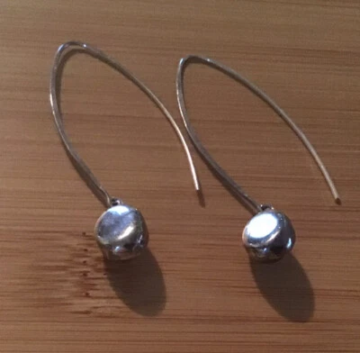 Silpada Sterling W2032 Oval Drop Dangle Threader Earrings Bean - Image 1 of 4