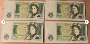 Rare 1978 GB 4 UNC Consecutive Number Low ‘A01’ Issue J.B.Page One Pound Notes - Picture 1 of 10