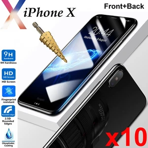 x10 Tempered Glass 9H Guard screen protector for Apple iPhone X Front + Back - Picture 1 of 6