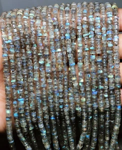 Natural Multi Fire Labradorite Tire Beads Heishi Tiers 3-5mm 16 Strand Necklace - Picture 1 of 6