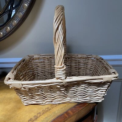 Extra Large Boho Rectangular Wicker Basket with Handle - Image 1 of 4