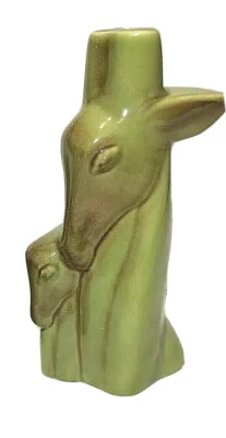 Mediados de Siglo Moderno mcm Gacela Verde Antílope Madre Bebé Lámpara Base Estatua  Foto 1 de 4