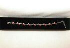 Red Cubic Zirconia Sterling Silver Adjustable Chain Tennis Bracelet