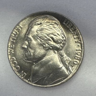 1980 P Jefferson Nickel Uncirculated UNC US Mint Coin - Image 1 of 2