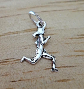¡Dije de Correr Correr Correr Correr Plateada Esterlina 3D 18x10 mm delgado! - Imagen 1 de 3