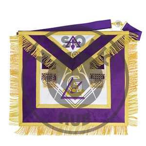 Handmade Masonic Council Apron – Royal & Select Purple Velvet with Gold Fringe - Picture 1 of 7