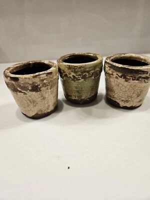 3 mini macetas rústicas cerámica suculentas votivas 1K Foto 1 de 4